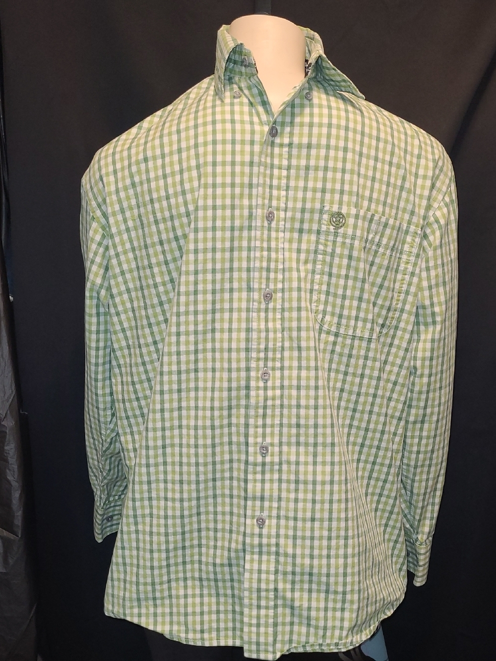 George Strait Collection by Wrangler green gingham checkered Size Med